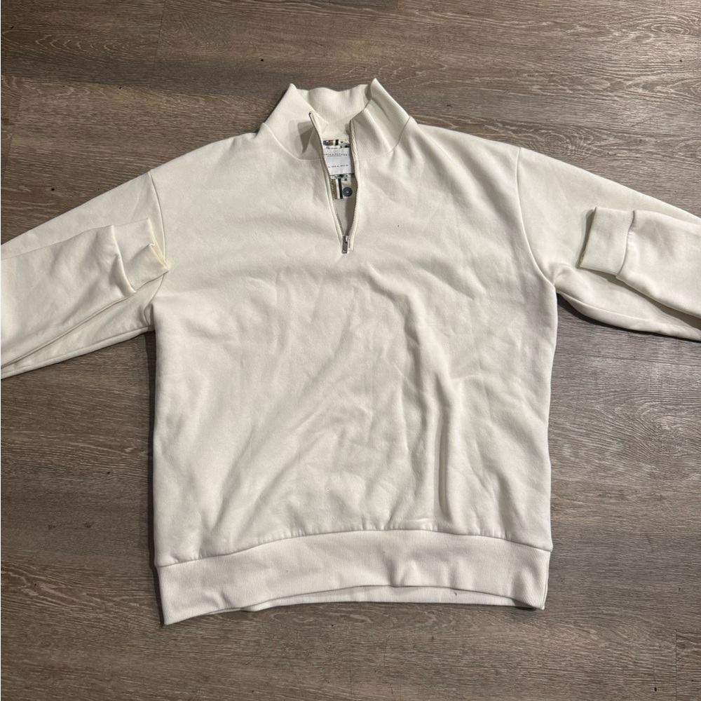 Denim & Flower Off-White Zip-Up Sweater
